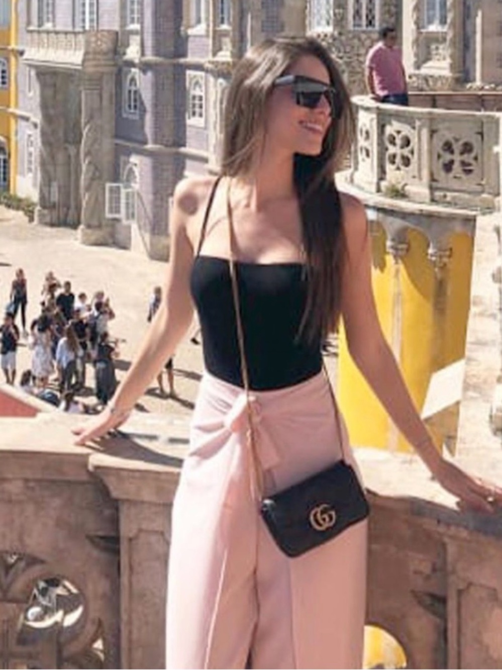 Light Pink Wrap-Look Wide Leg Pants